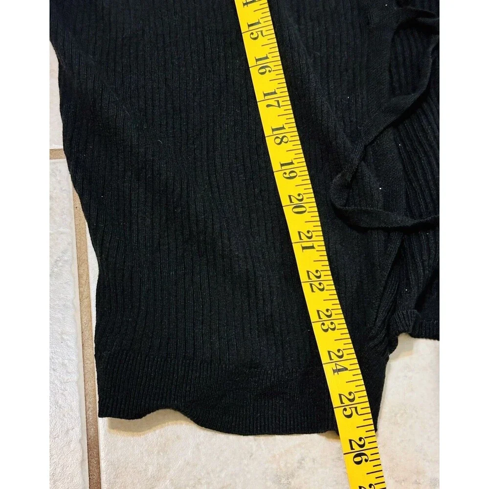 Torrid Women Size 4 Black Ribbed Tie Front Long Sleeve Cardigan Everyday Staple